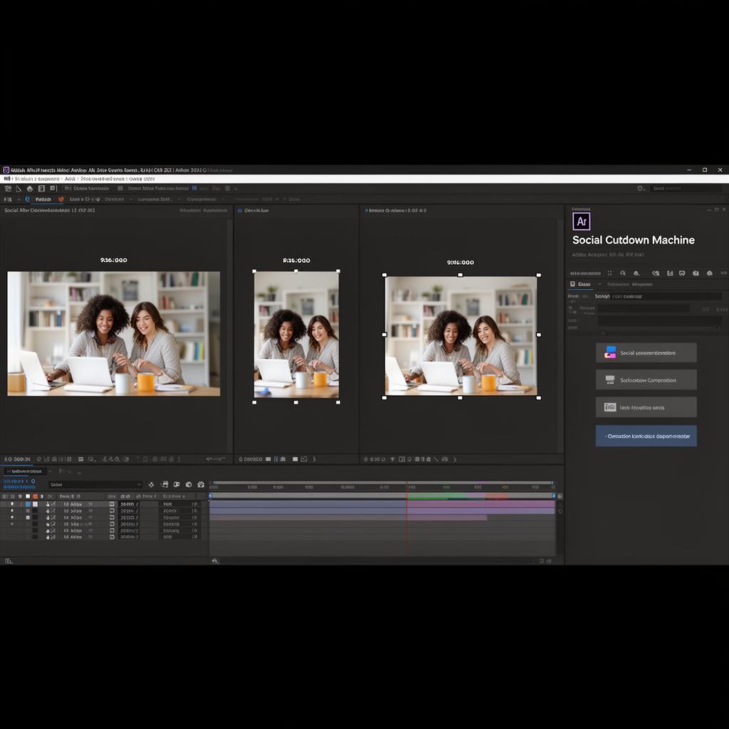 Social Cutdown Machine preview inside After Effects
